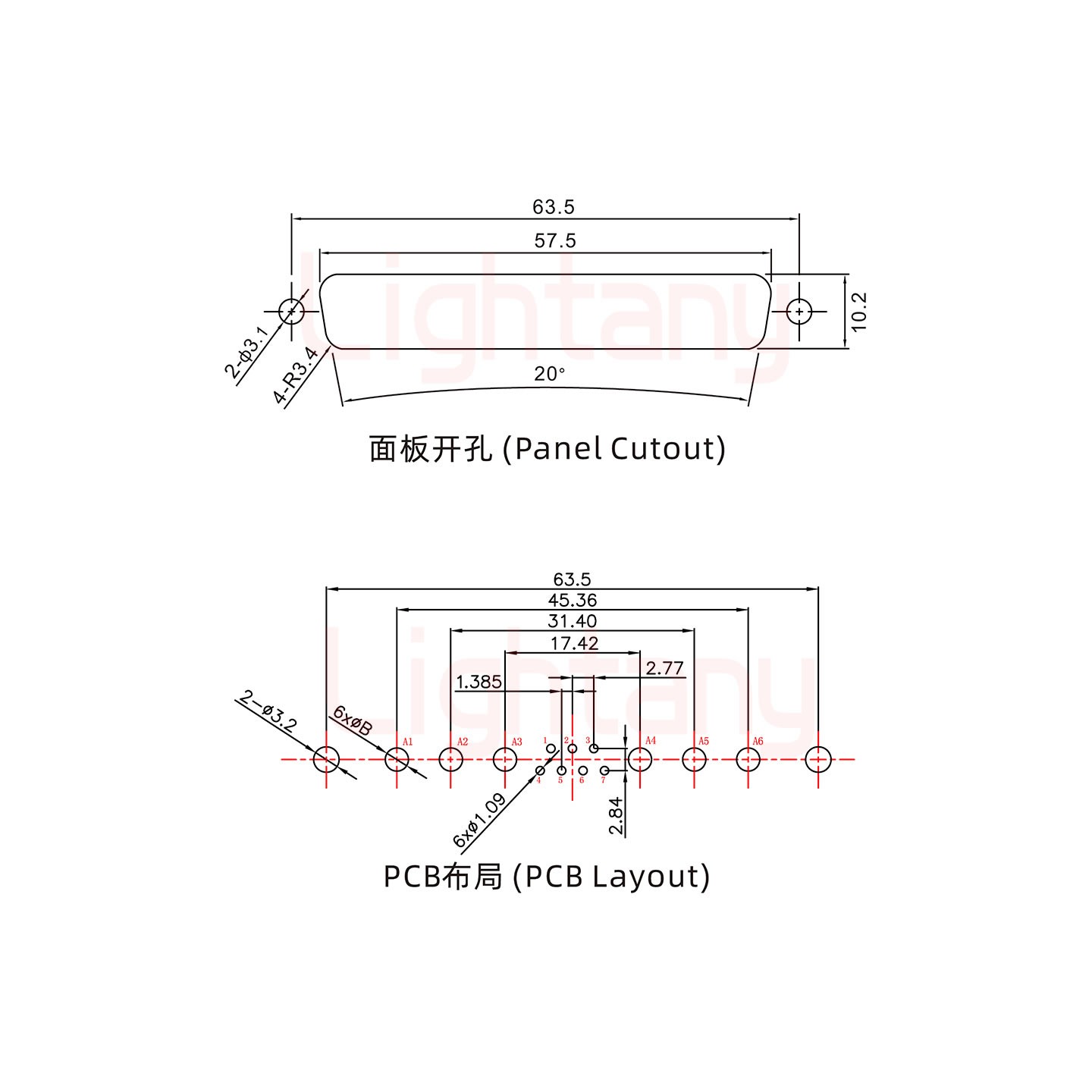 13W6A公PCB直插板/鉚魚叉7.0/大電流30A
