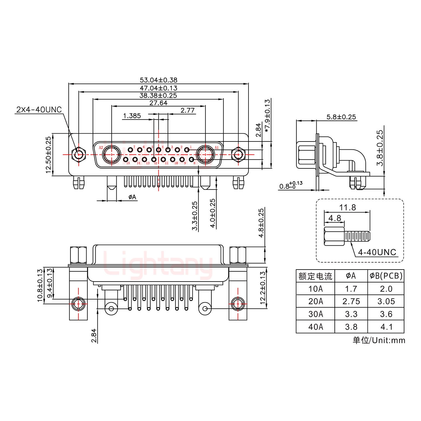 17W2母PCB彎插板/鉚支架10.8/大電流40A