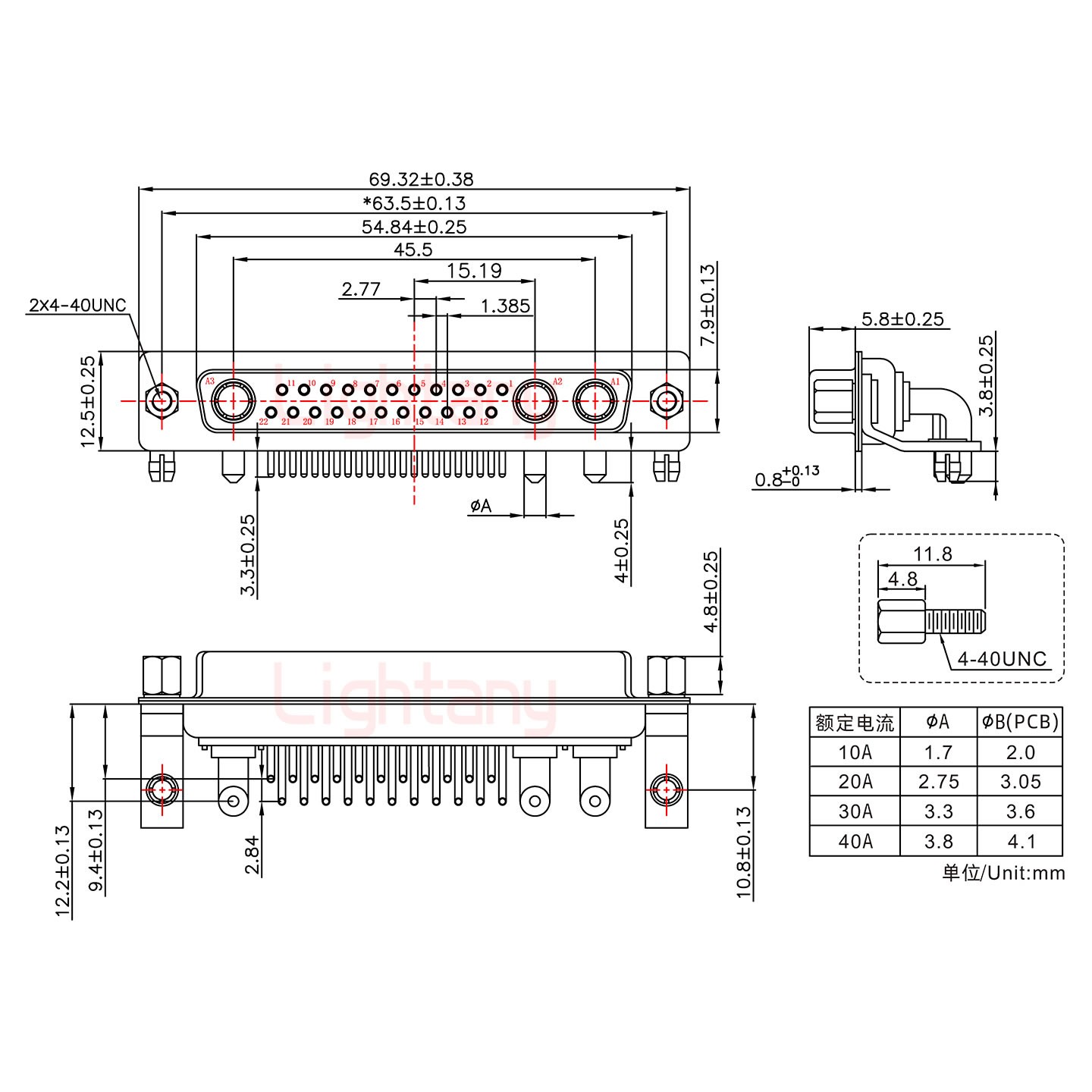25W3母PCB彎插板/鉚支架10.8/大電流40A