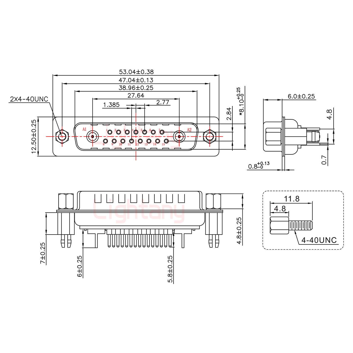 17W2公PCB直插板/鉚魚(yú)叉7.0/射頻同軸75歐姆
