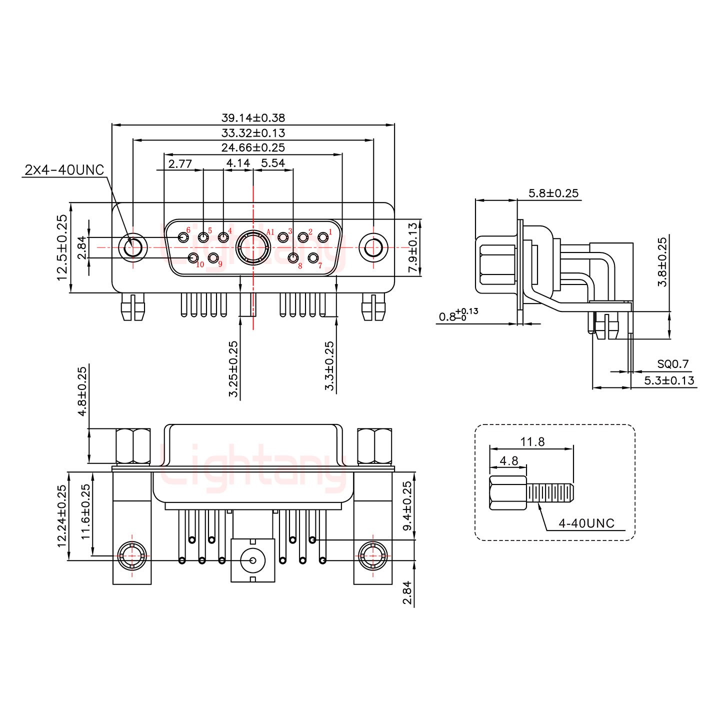 11W1母PCB彎插板/鉚支架11.6/射頻同軸75歐姆