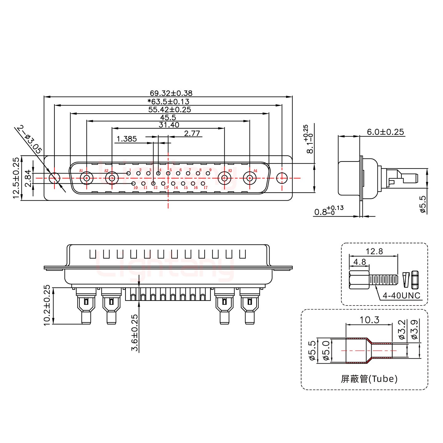 21W4公焊線(xiàn)式/配螺絲螺母/射頻同軸50歐姆