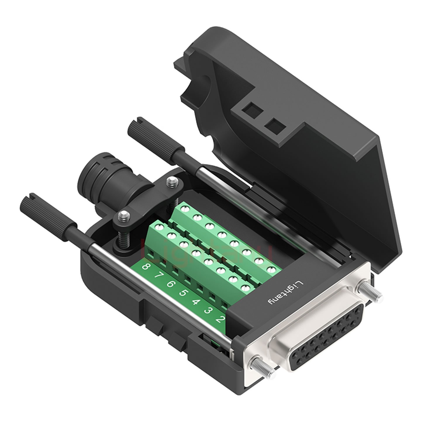 DB15 母 配螺桿 黑膠芯沖針