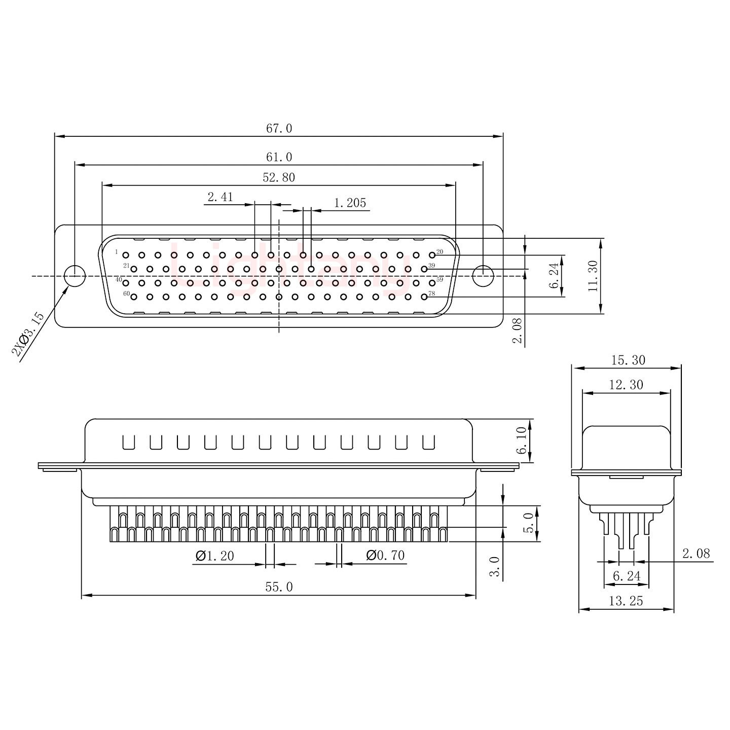 HDB78公焊線+金屬外殼2808直出線13~19mm