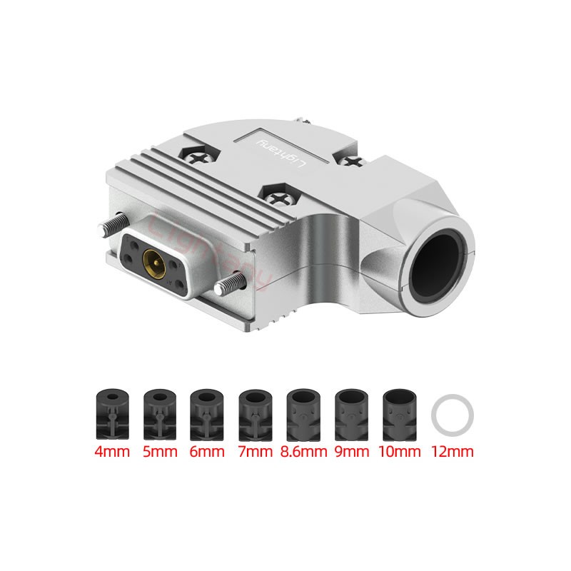 5W1母焊線式75歐姆+9P金屬外殼424彎出線4~12mm