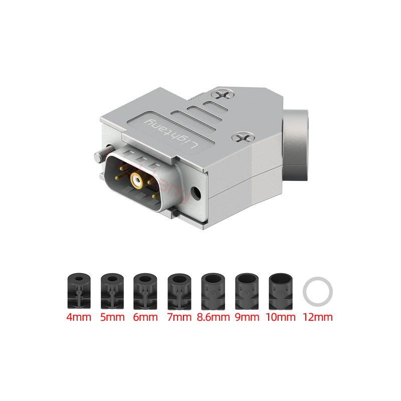 5W1公焊線式75歐姆+9P金屬外殼1392斜出線4~12mm