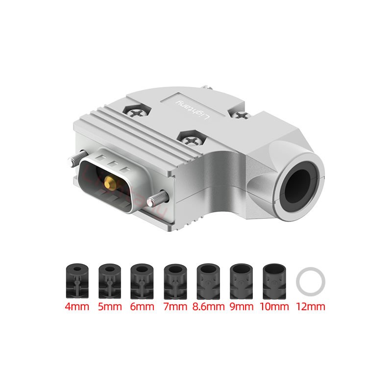 1W1公短體焊線40A+9P金屬外殼424彎出線4~12mm