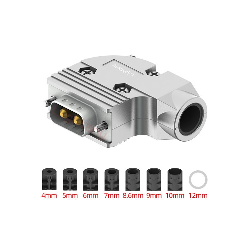 2W2公短體焊線40A+9P金屬外殼424彎出線4~12mm