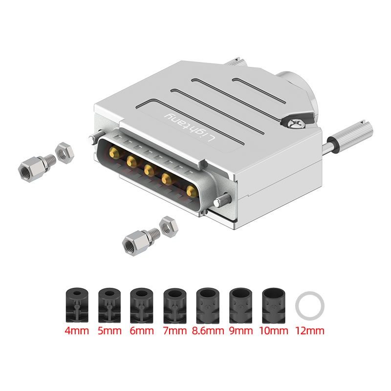 5W5公短體焊線30A+25P金屬外殼1657直出線4~12mm