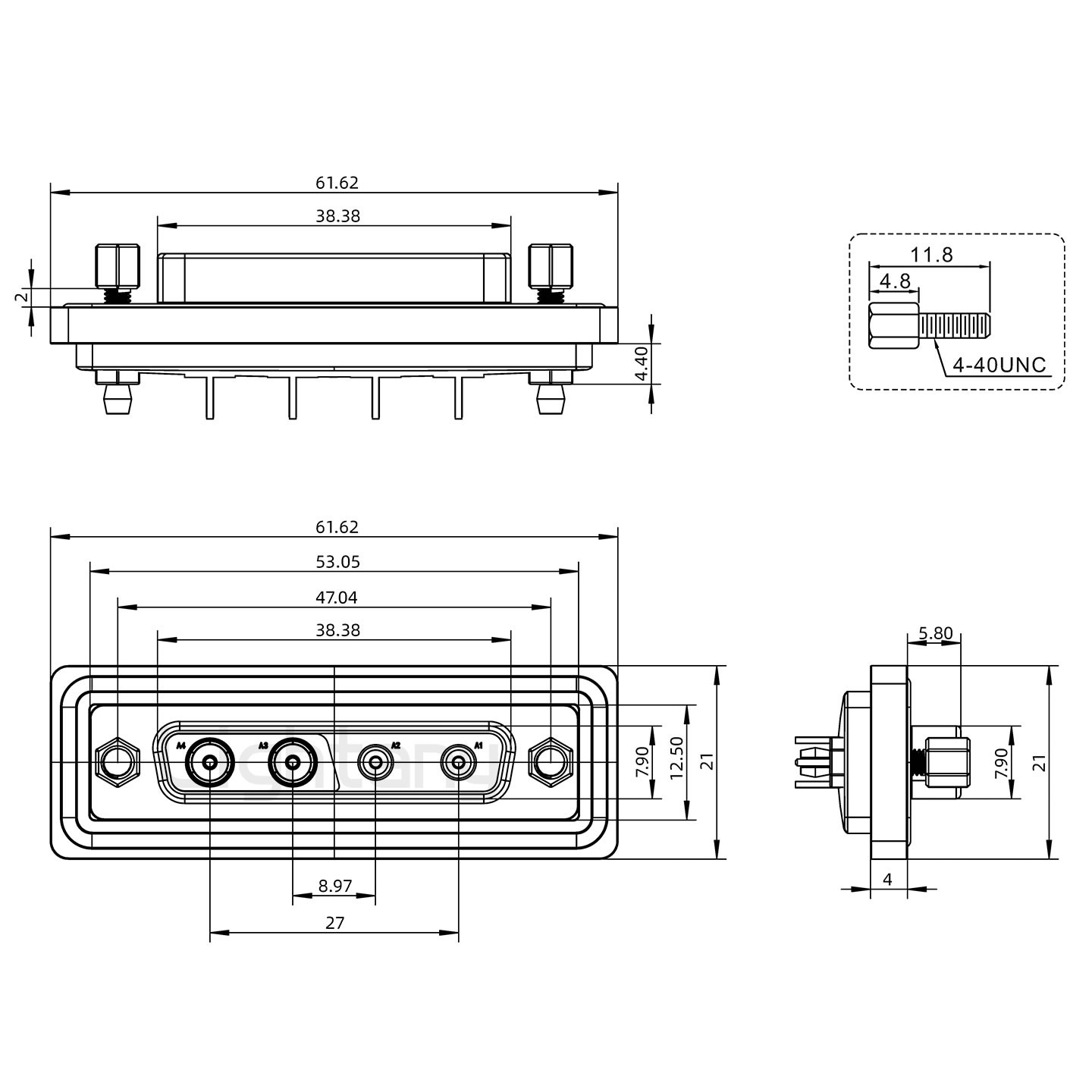 防水4V4母直插板/鉚魚(yú)叉/鎖螺絲/射頻同軸50歐姆