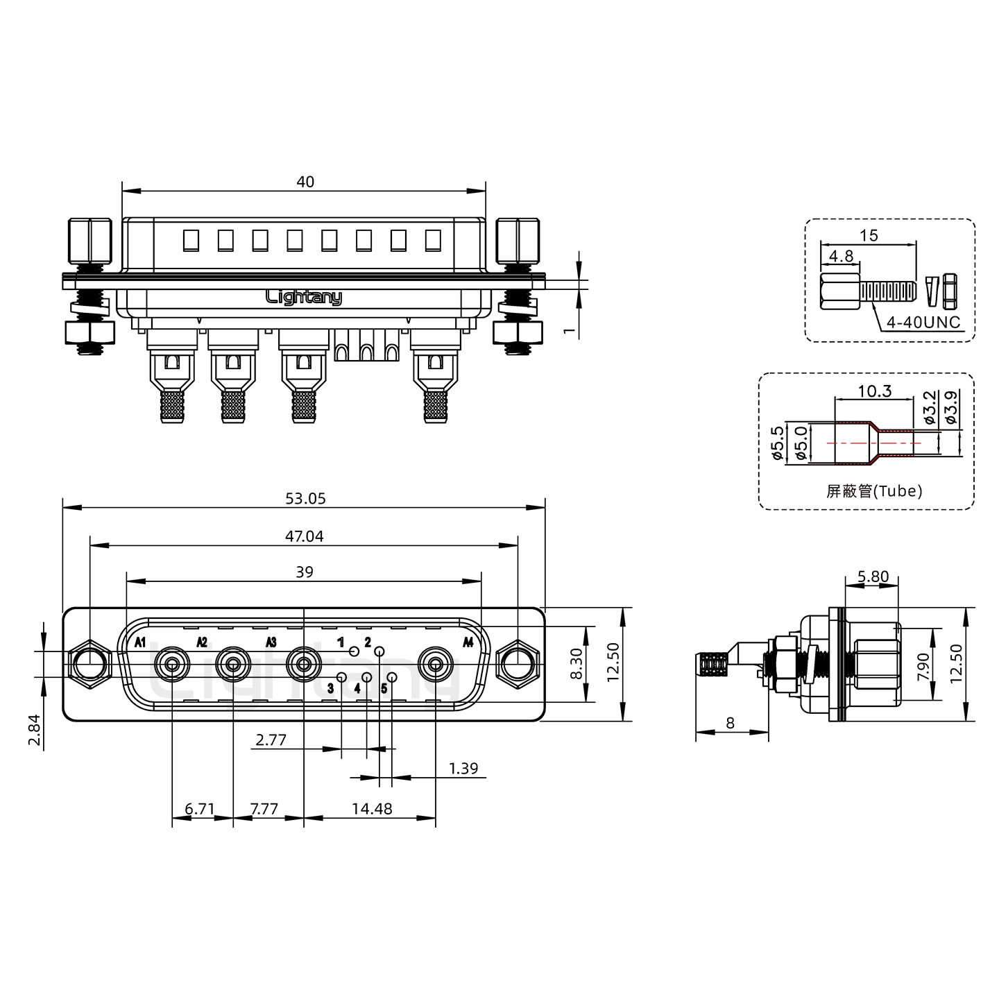 9W4公焊線(xiàn)式/鎖螺絲螺母+防水墊片/射頻同軸50歐姆