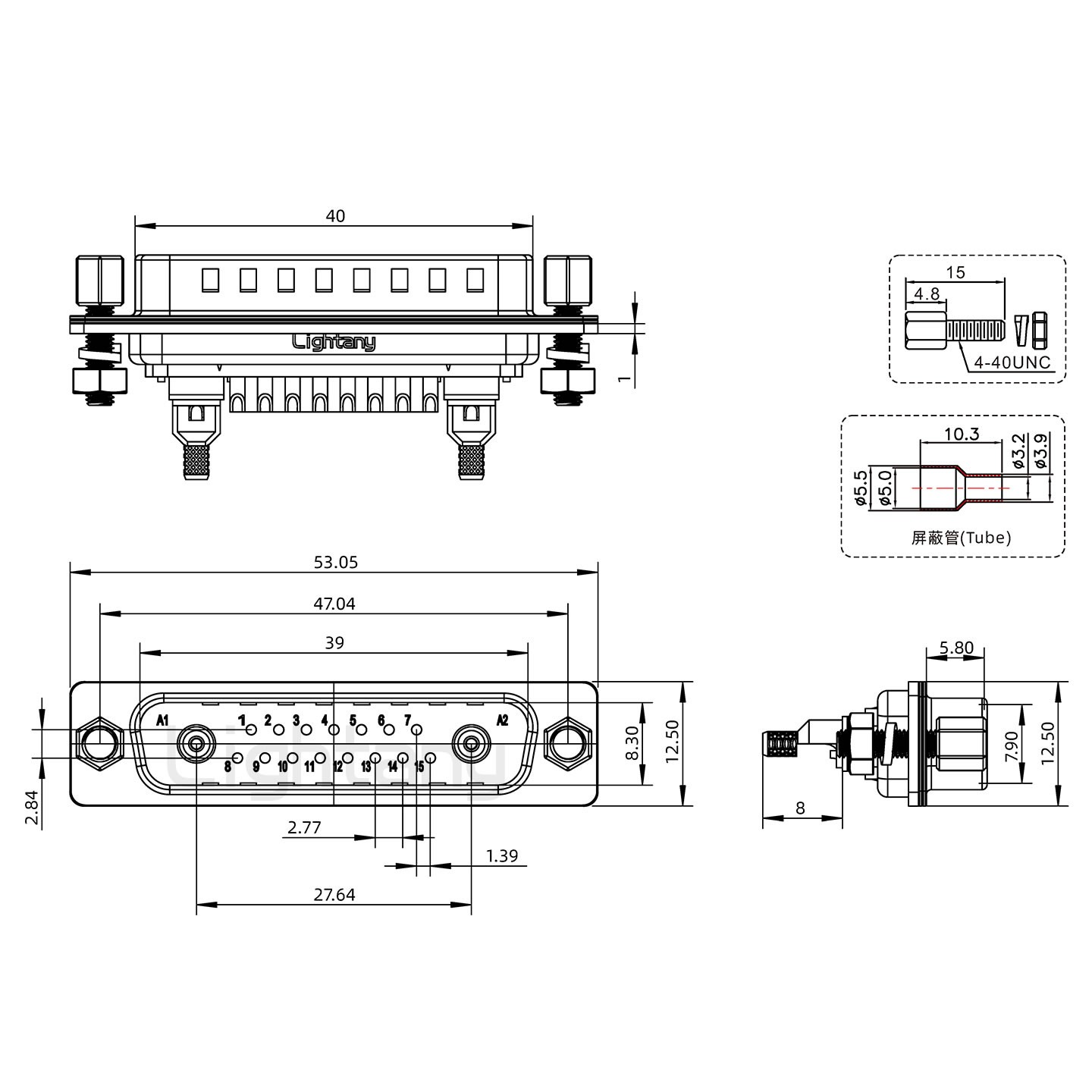 17W2公焊線(xiàn)式/鎖螺絲螺母+防水墊片/射頻同軸50歐姆