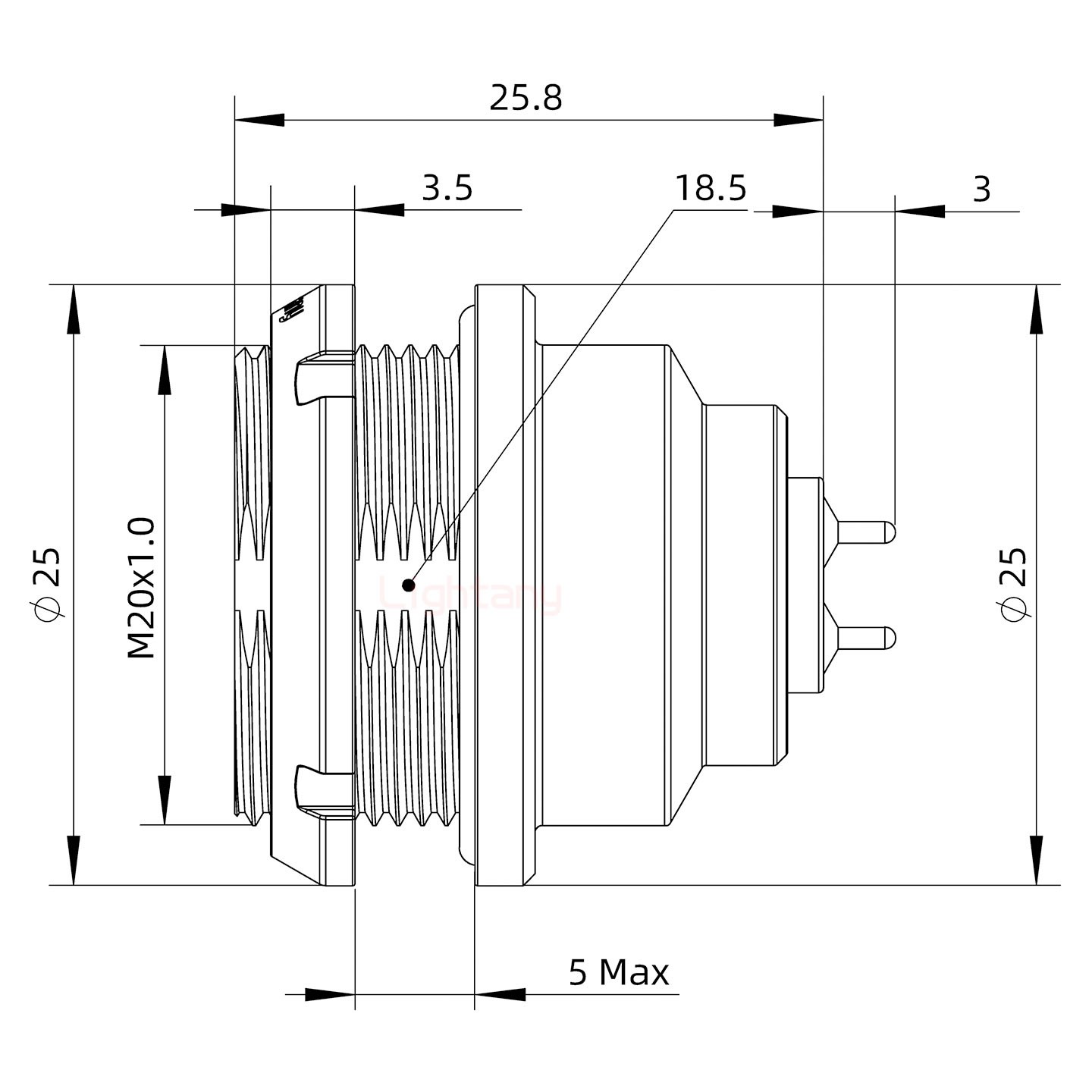 EEG.2K.007.CLN推拉自鎖前螺母插座 PCB直插板