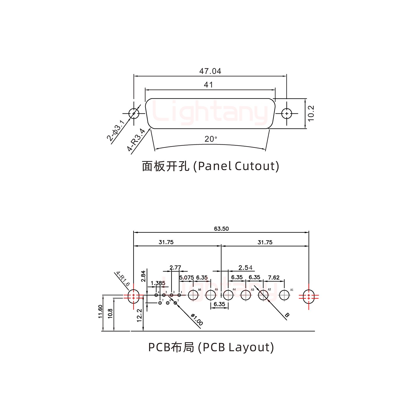 13W6B母PCB彎插板/鉚支架11.6/大電流10A