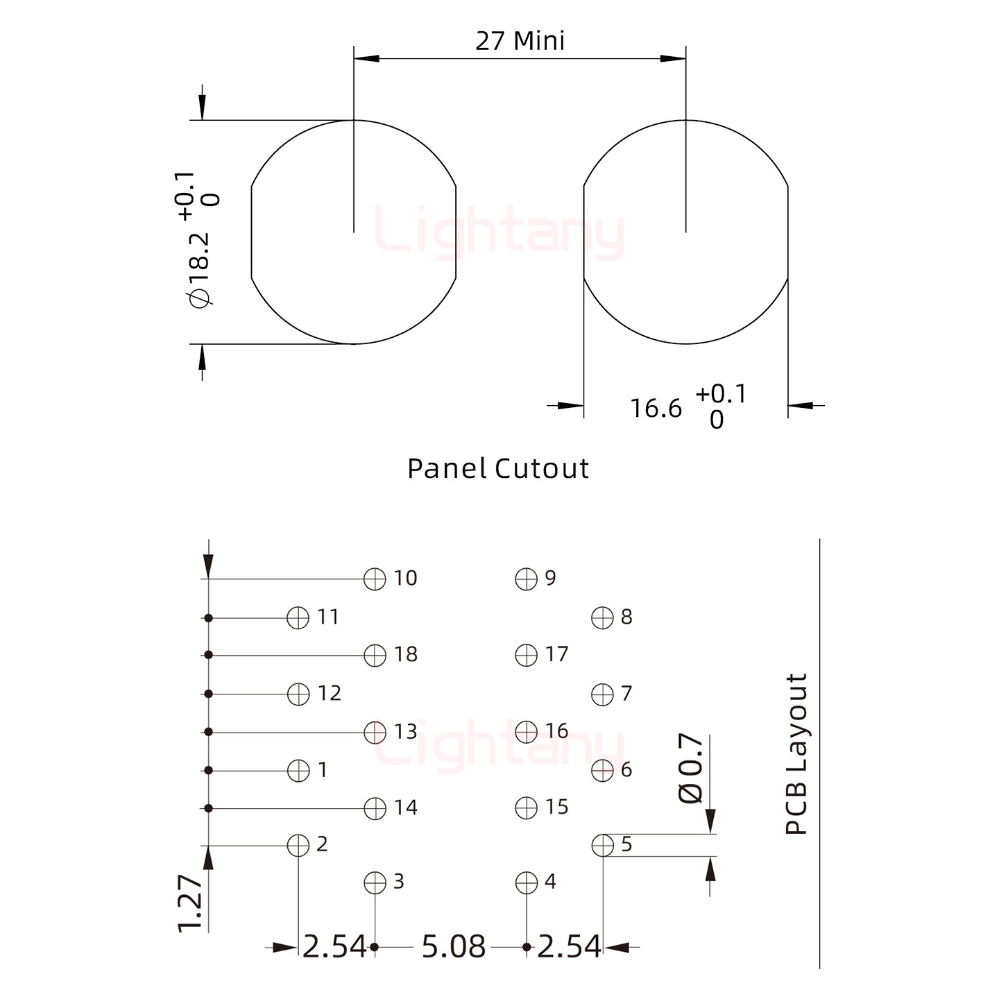 EEG.3B.018.CLV前螺母插座 PCB彎插板