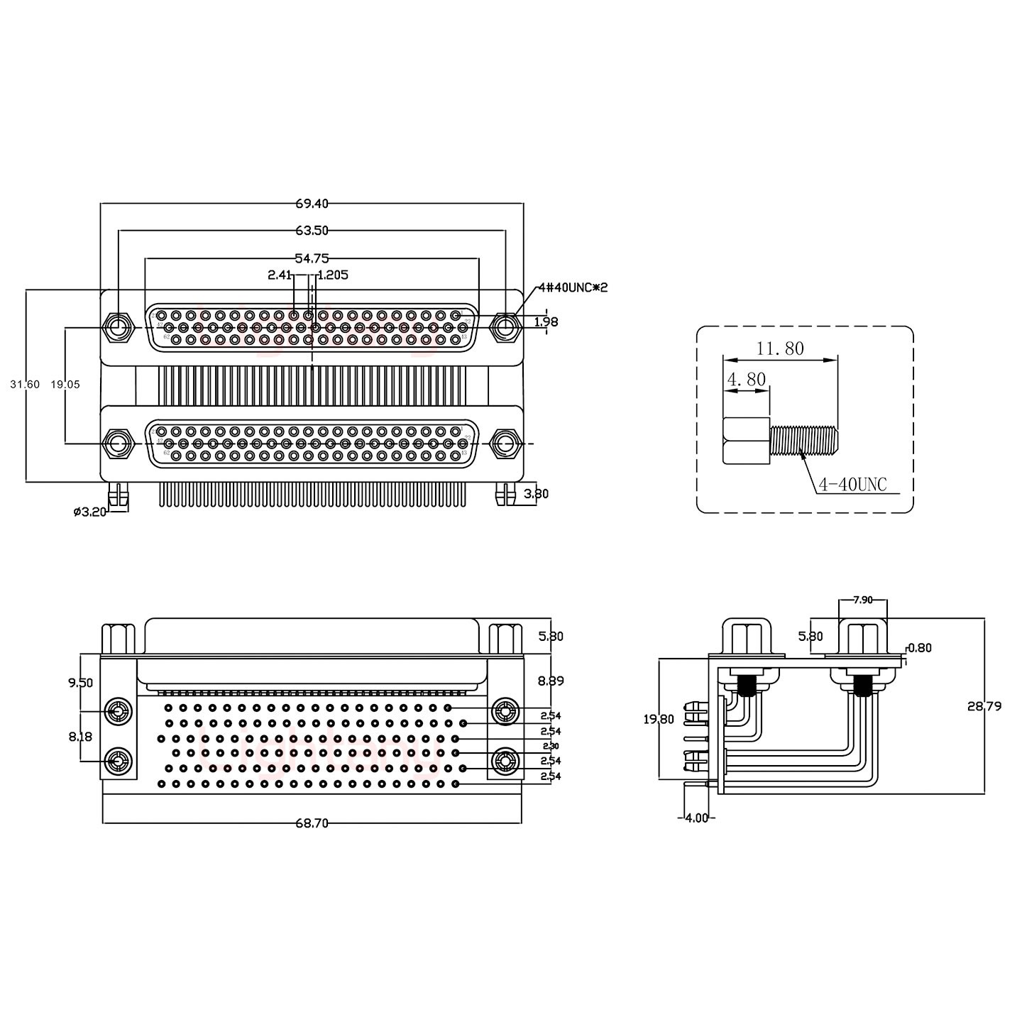 HDR62 母對母間距19.05車針雙胞胎 D-SUB連接器