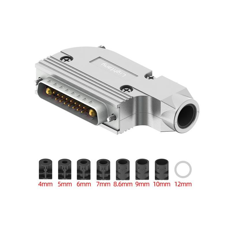 17W2公短體焊線30A+25P金屬外殼1015彎出線4~12mm