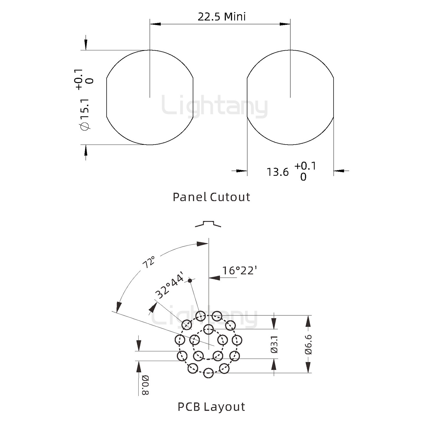 ECG.2B.016.CLN雙螺母插座 直插板