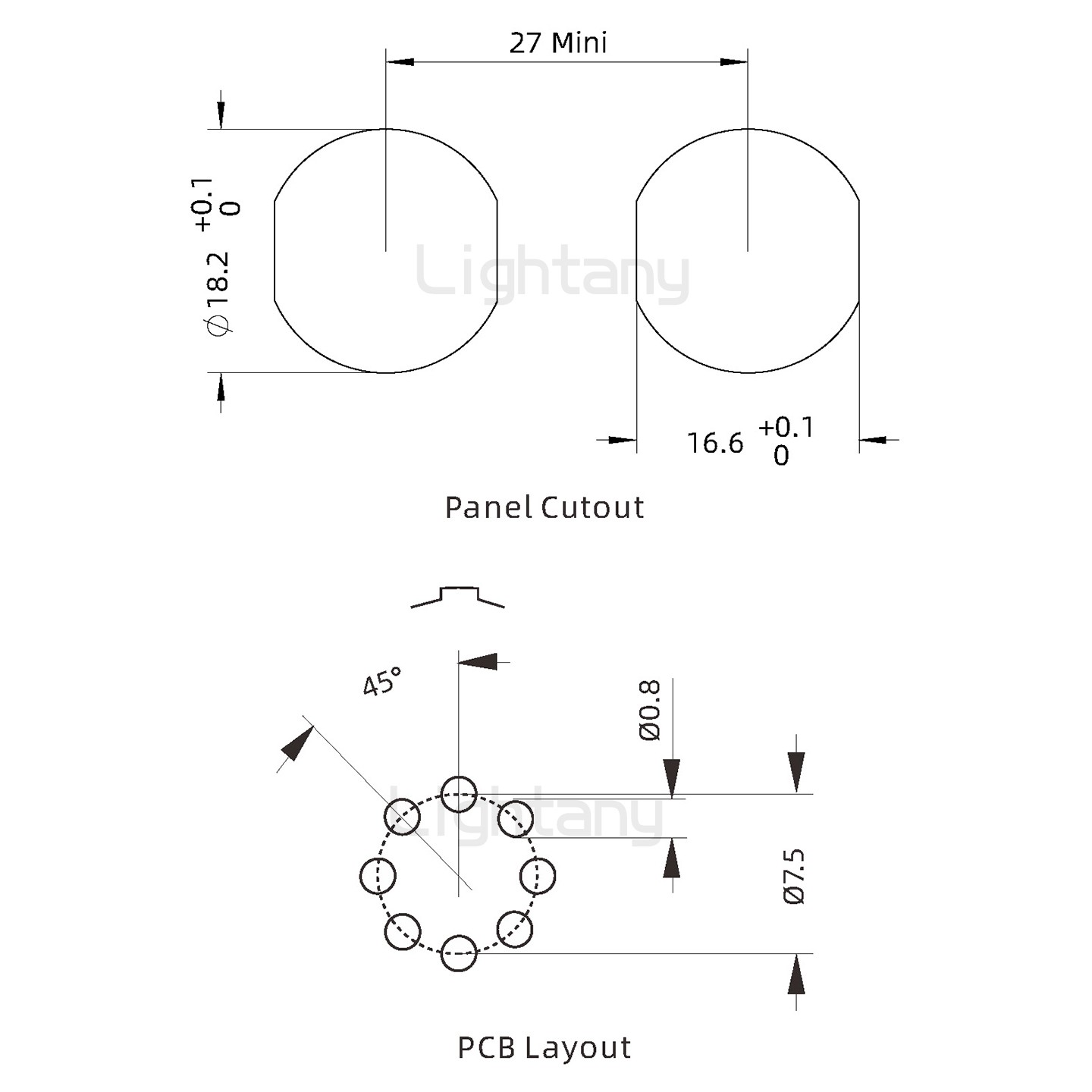 EEG.3B.008.CLN前螺母插座 PCB直插板