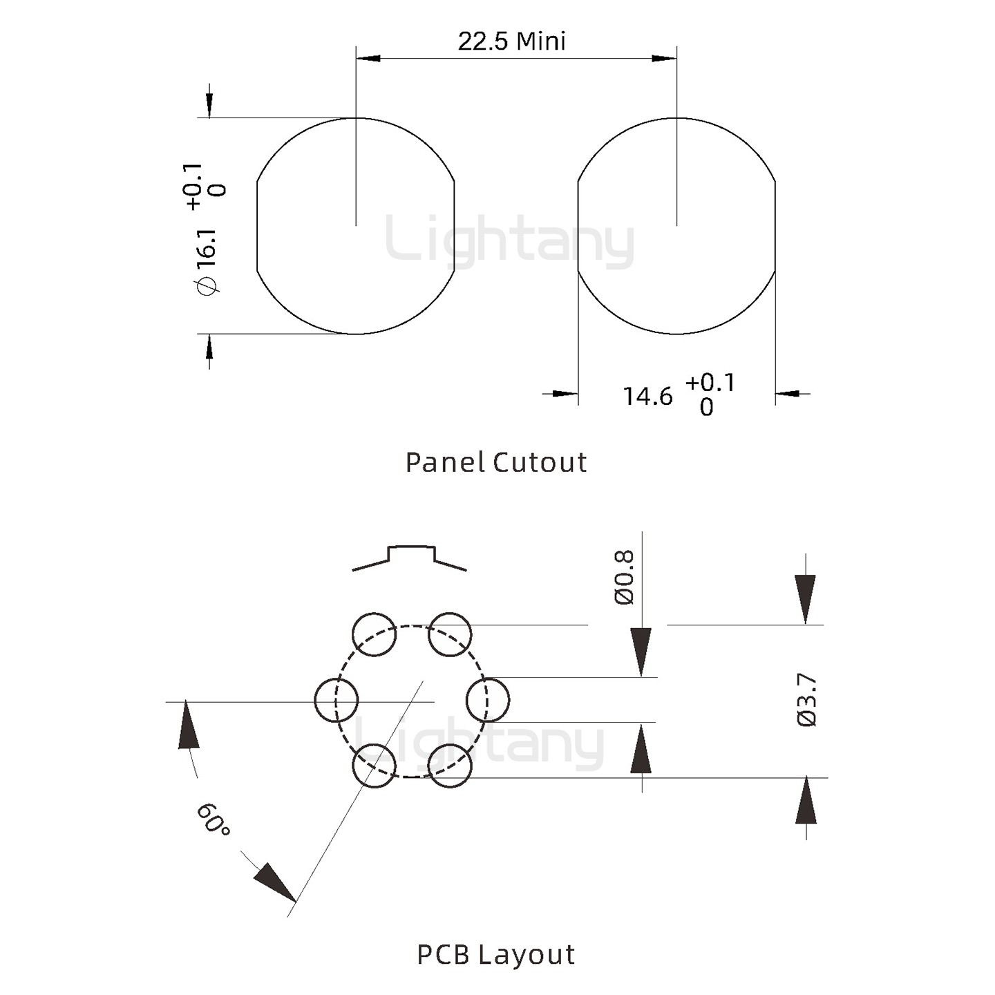 EEG.1K.006.CLN推拉自鎖前螺母插座 PCB直插板