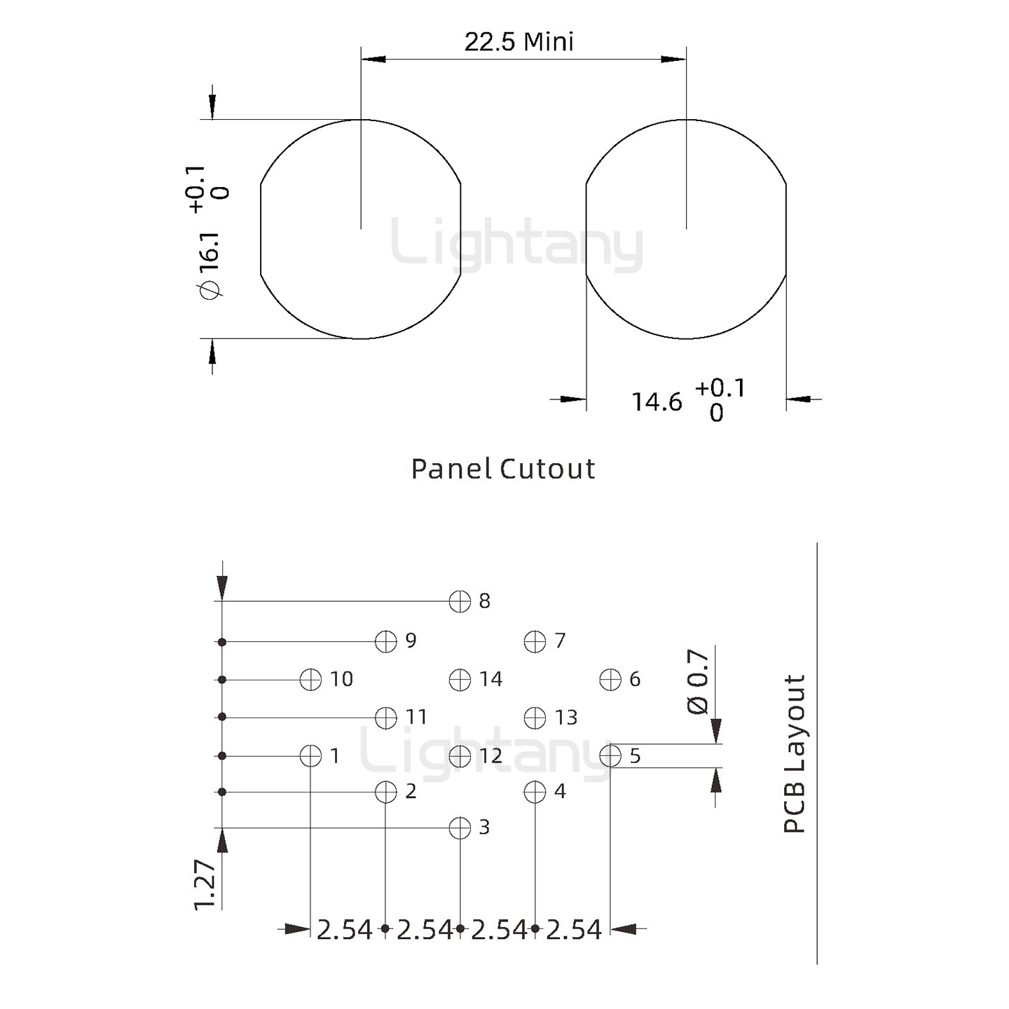EEG.1K.014.CLV推拉自鎖前螺母插座 PCB彎插板