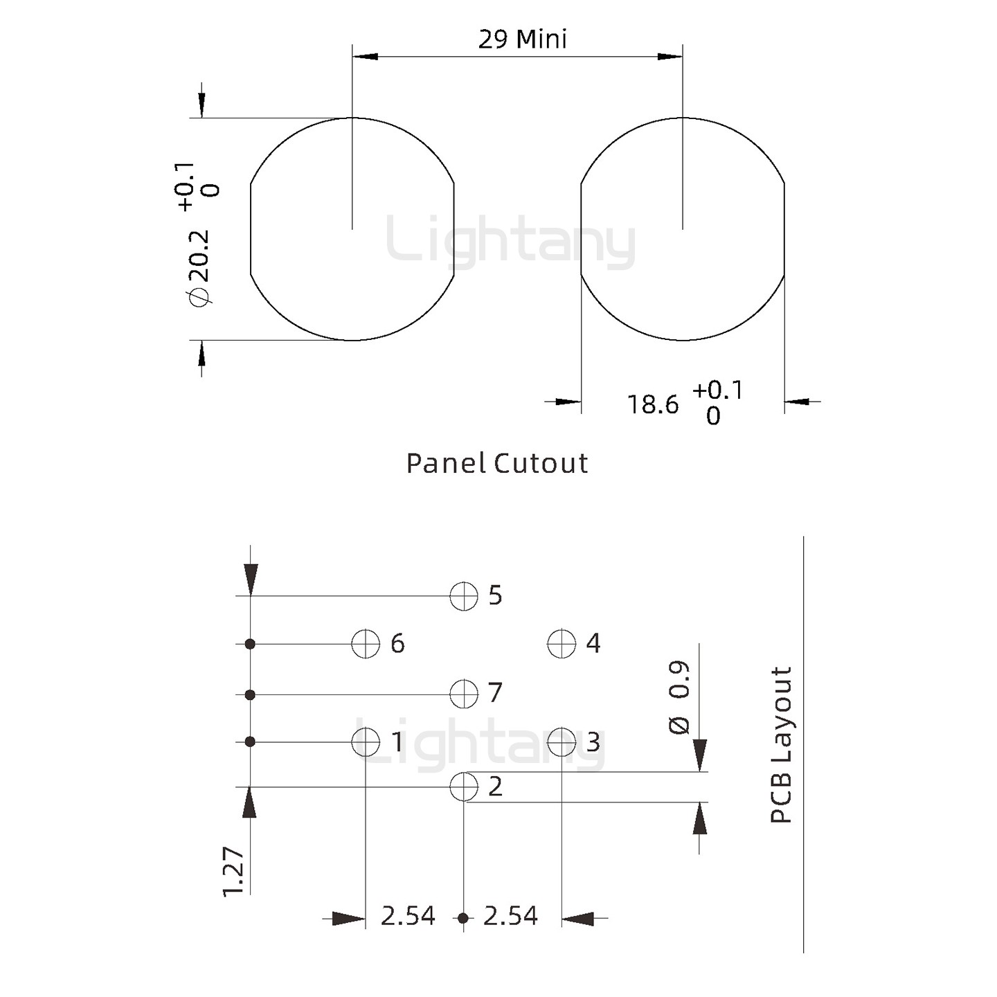 EEG.2K.007.CLV推拉自鎖前螺母插座 PCB彎插板