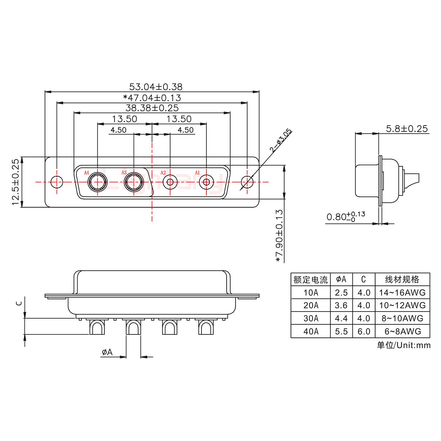 4V4母短體焊線30A+25P金屬外殼592斜出線4~12mm