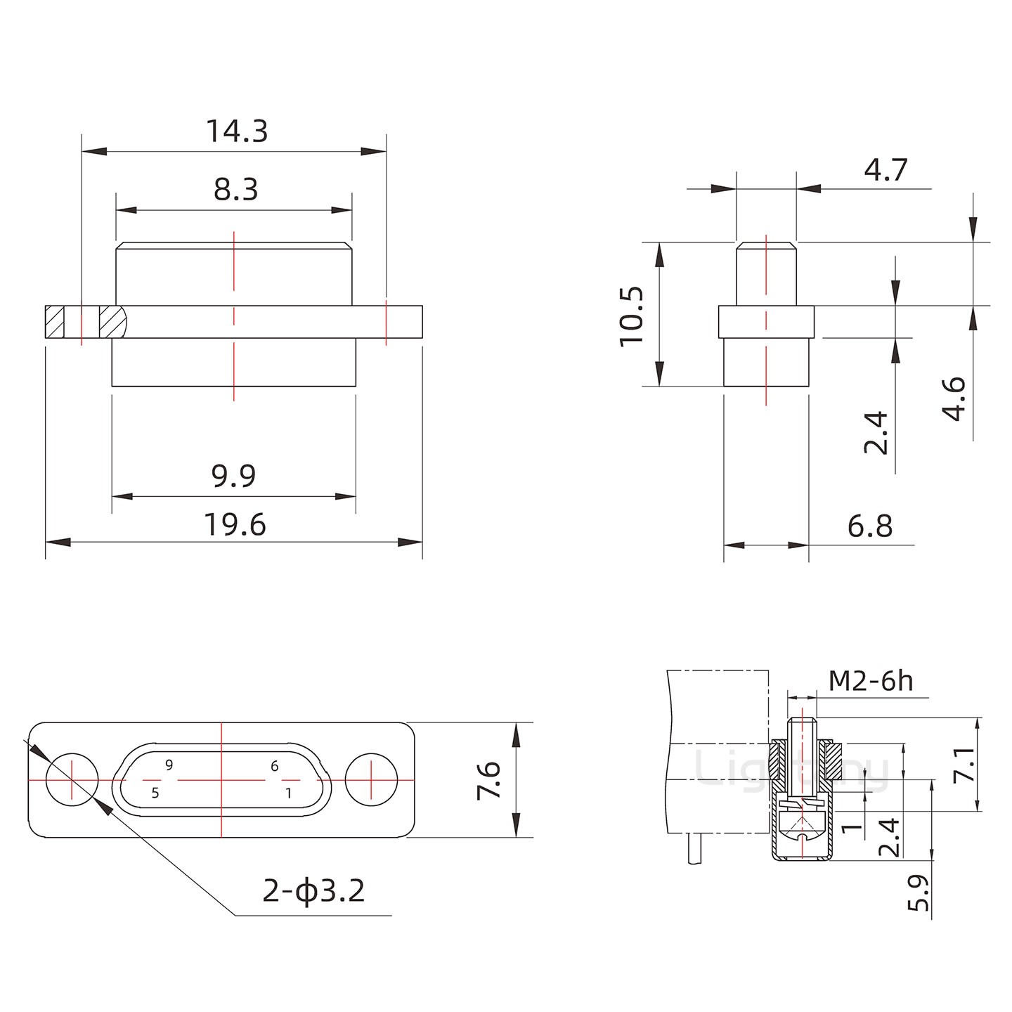 J30J-9公光孔壓接基本型+L型組件
