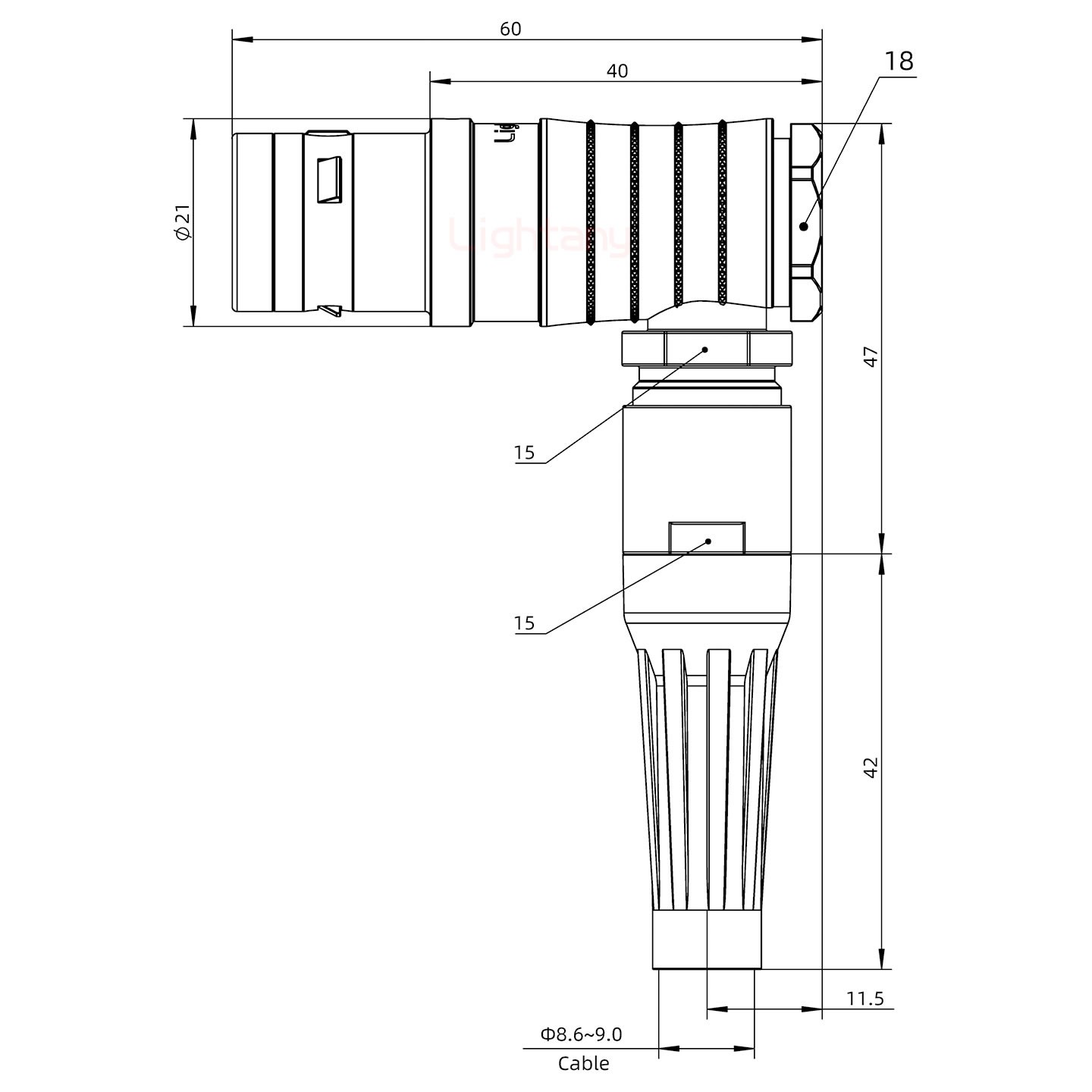 FHG.3K.014.CLAC90Z推拉自鎖帶護(hù)套彎式插頭