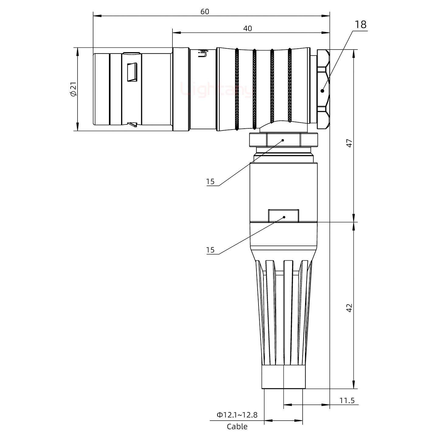 FHG.3K.018.CLAK12Z推拉自鎖帶護套彎式插頭