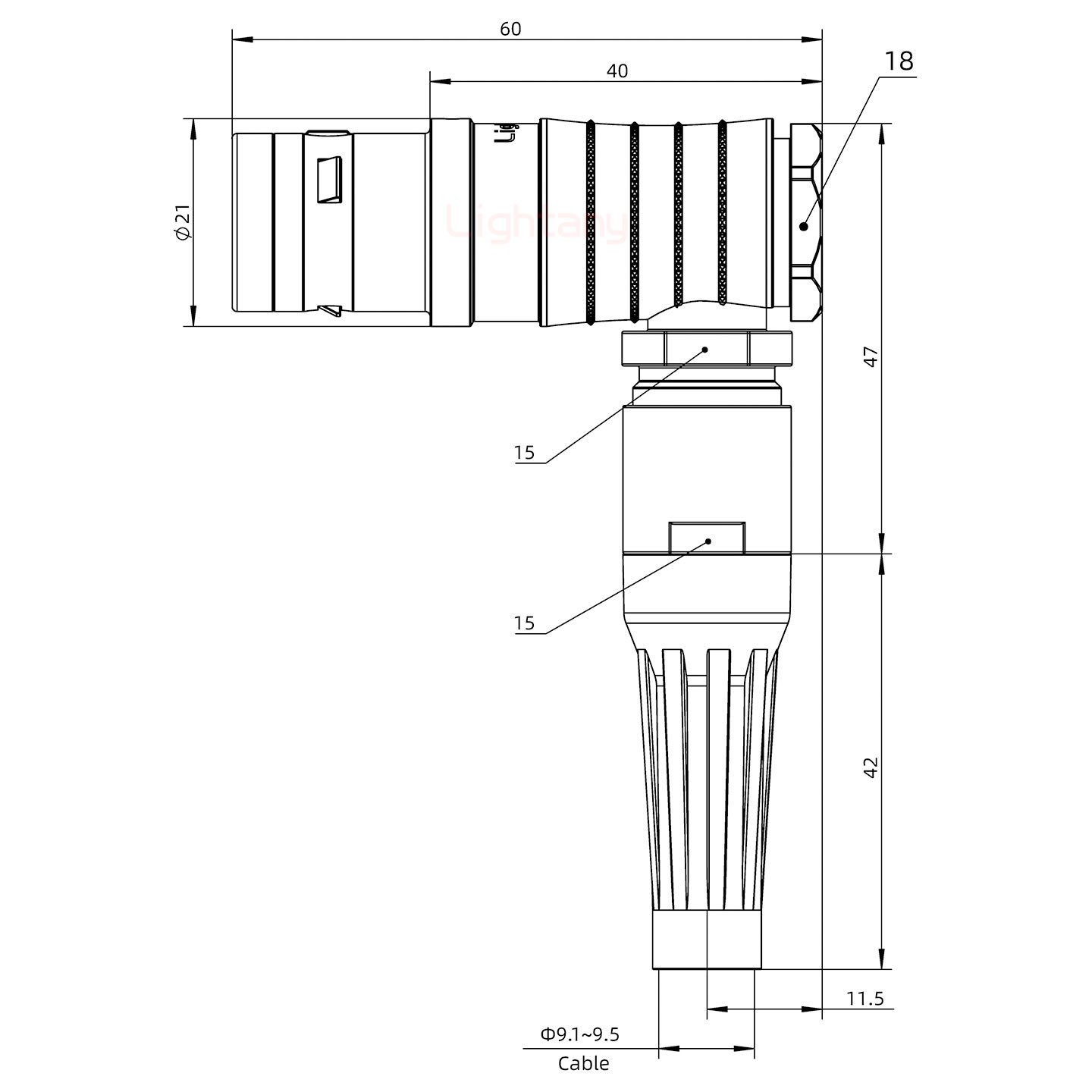 FHG.3K.018.CLAC95Z推拉自鎖帶護(hù)套彎式插頭