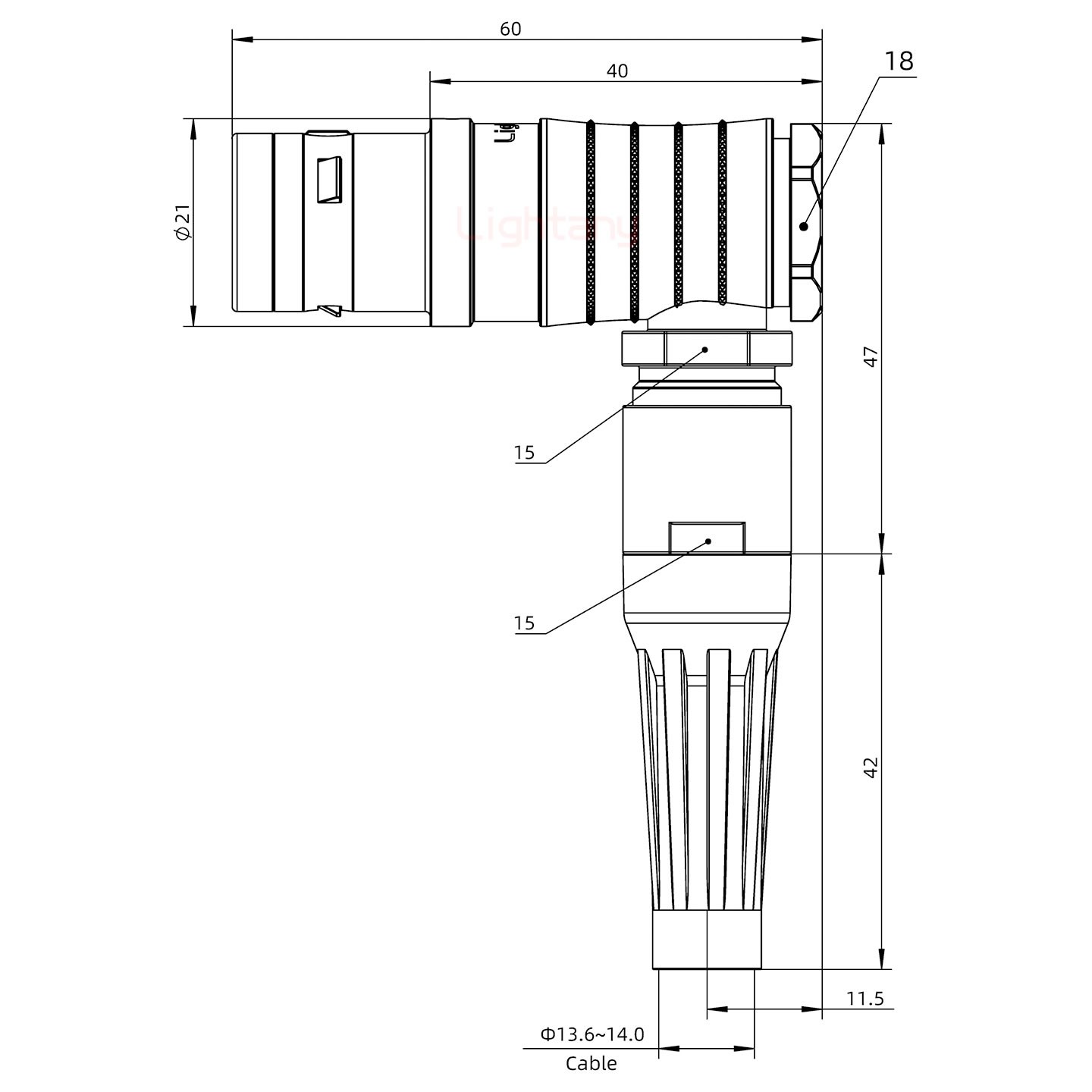 FHG.3K.020.CLAK14Z推拉自鎖帶護套彎式插頭