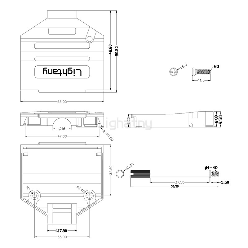 1657-25P-D-SUB金屬外殼-直出線16mm