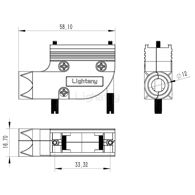1443-15P-D-SUB金屬外殼-彎出線4~12mm
