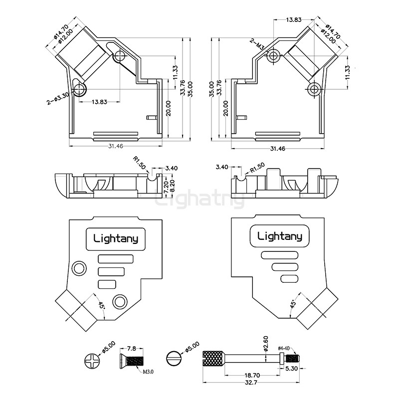 1392-9P-D-SUB金屬外殼-斜出線4~12mm