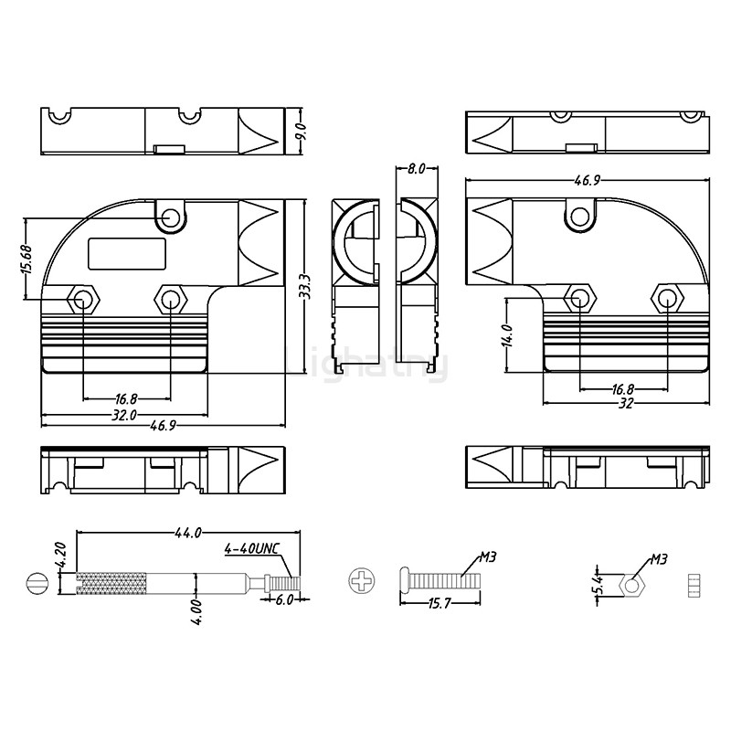 424-9P-D-SUB金屬外殼-彎出線4~12mm