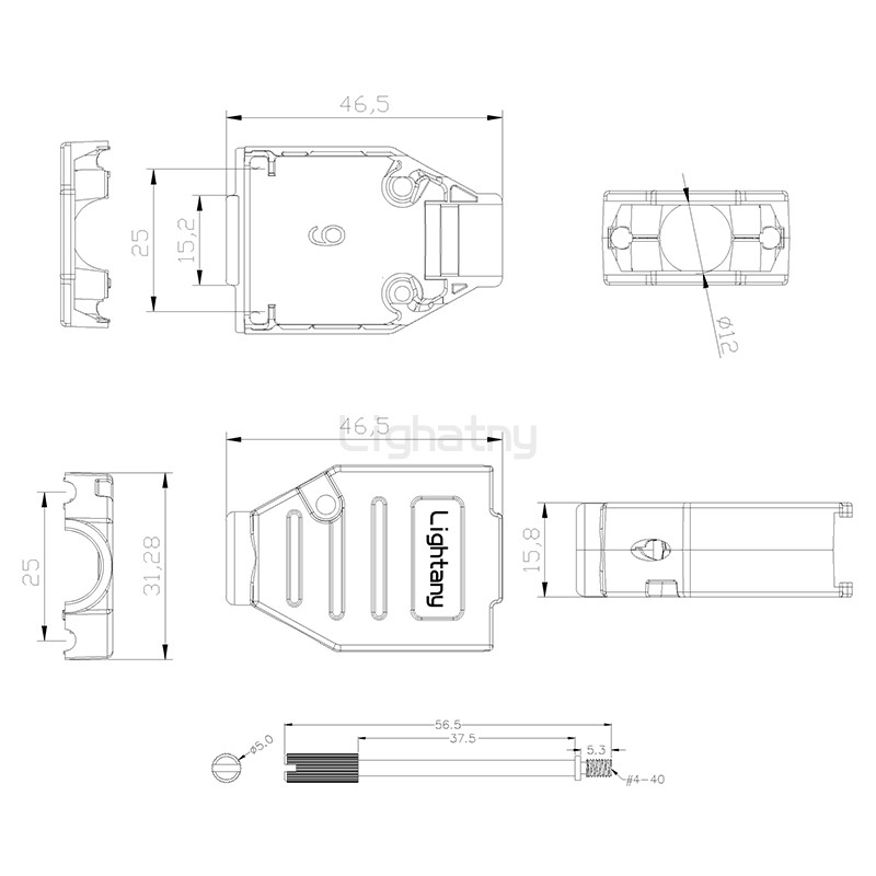 1707-9P-D-SUB金屬外殼-直出線4~12mm