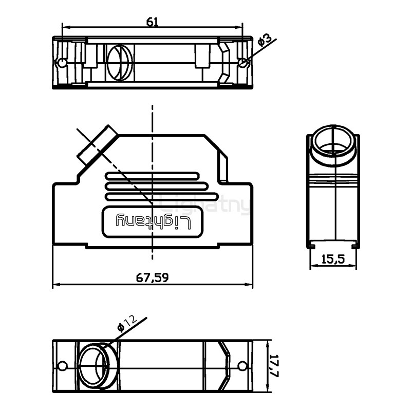 1746-50P-D-SUB金屬外殼-斜出線4~12mm