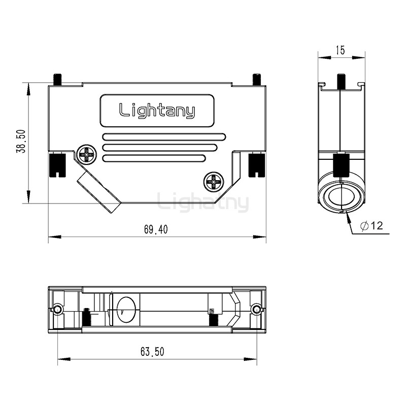 967-37P-D-SUB金屬外殼-斜出線4~12mm