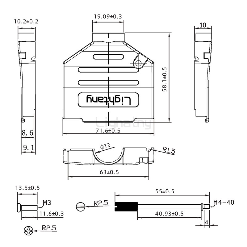 2185-37P-D-SUB金屬外殼-直出線13mm