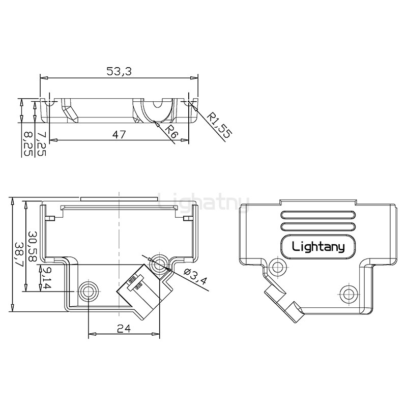 592-25P-D-SUB金屬外殼-斜出線4~12mm