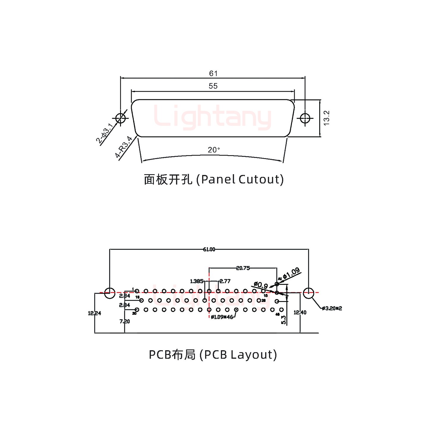 47W1公PCB彎插板/鉚支架12.2/射頻同軸75歐姆