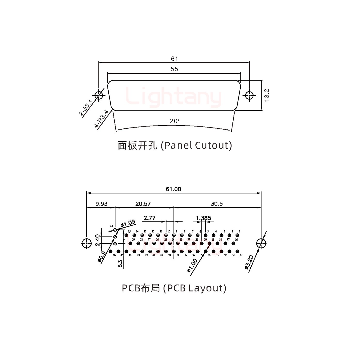 47W1母PCB直插板/鉚魚叉7.0/射頻同軸75歐姆