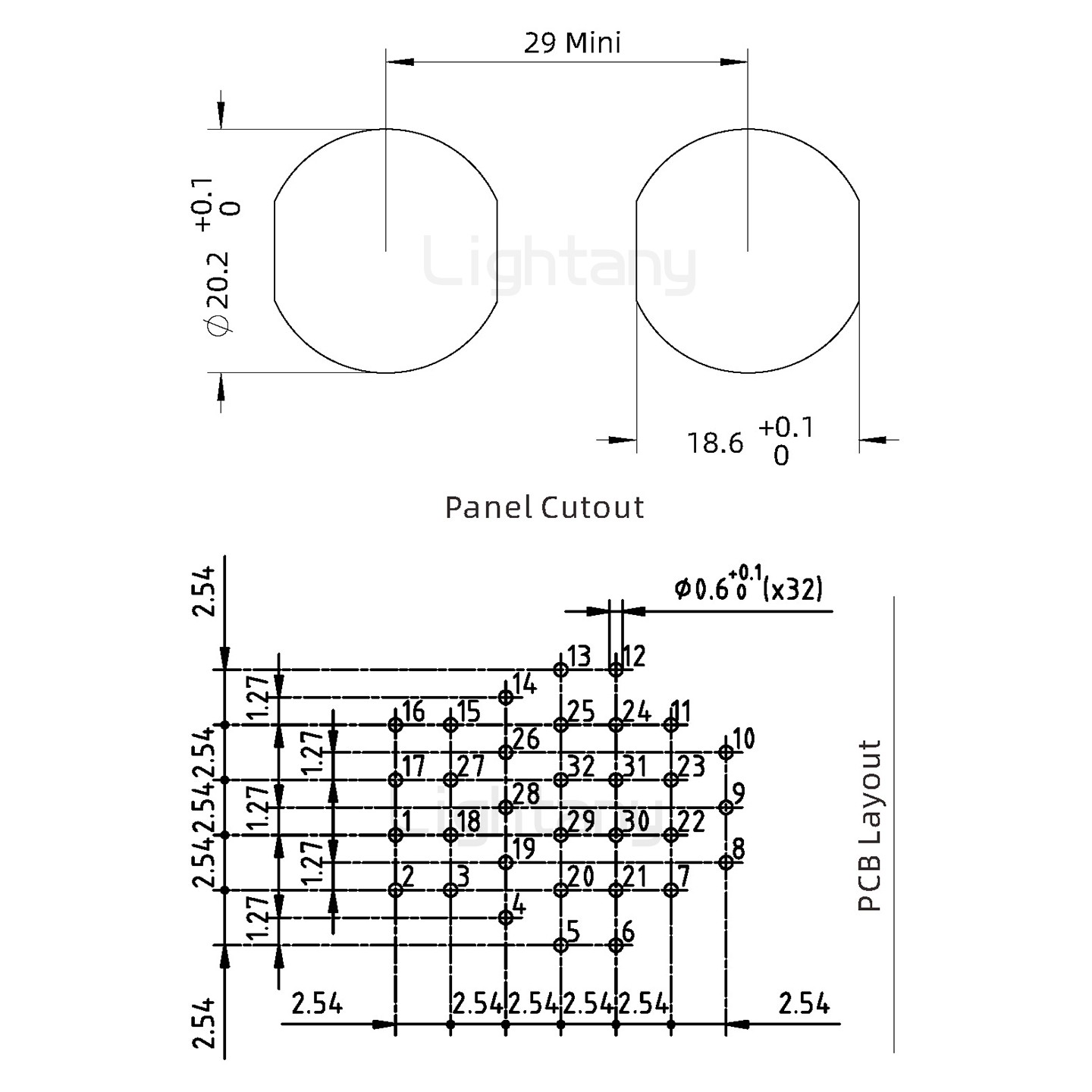 EEG.2K.032.CLV推拉自鎖前螺母插座 PCB彎插板