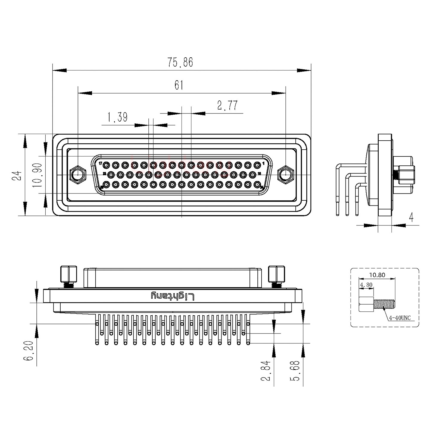 防水DR50 母 彎插板 鎖螺絲 車(chē)針