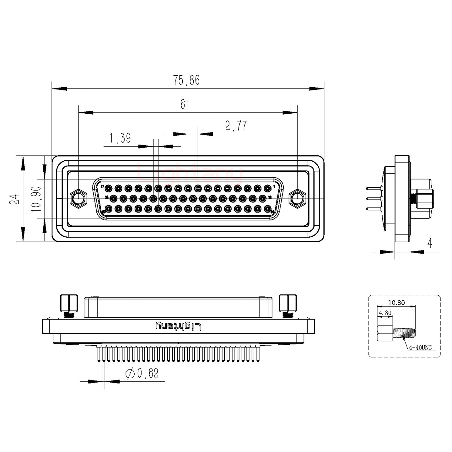 防水DP50 母 直插板 鎖螺絲 車(chē)針