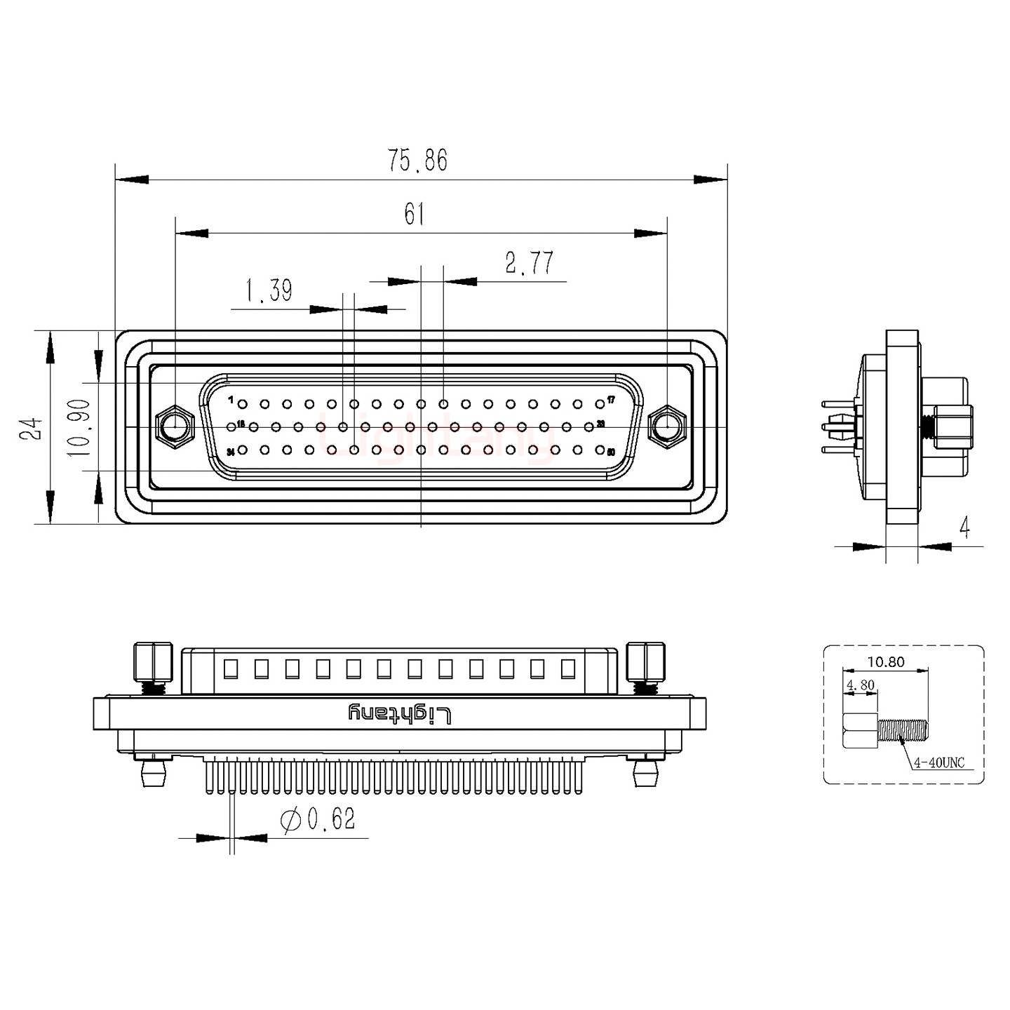 防水DP50 公 直插板 鉚魚叉 鎖螺絲 車針